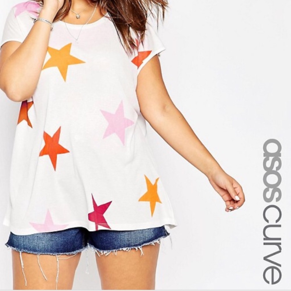 ASOS CURVE Tunic T-Shirt Colored Star Print